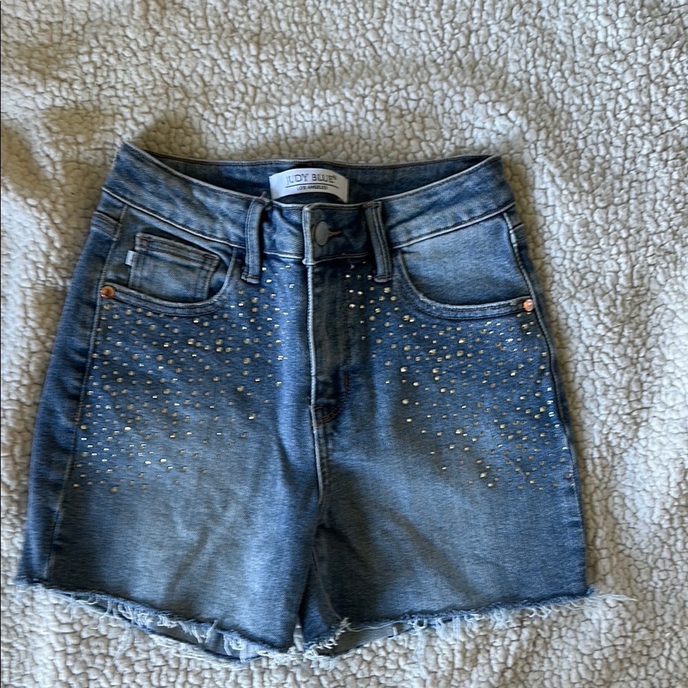 Judy blue rhinestone denim shorts